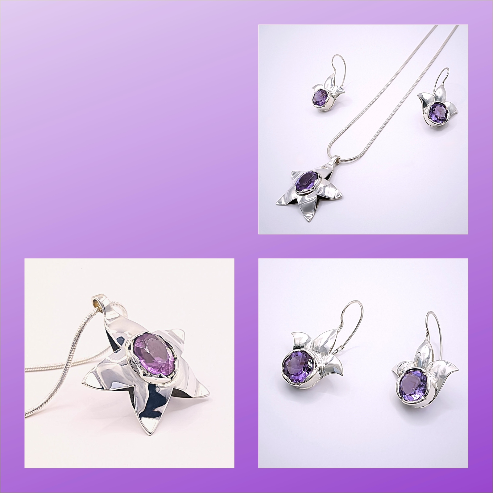 CSILLAGVIRÁG KOLLEKCIÓ FAZETTÁLT AMETISZTTEL