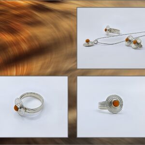 KIS SPIRÁL GYŰRŰ NARANCSSZÍNŰ KORALLGYÖNGGYEL