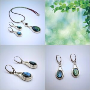 EZÜST FÜLBEVALÓ LABRADORITTAL