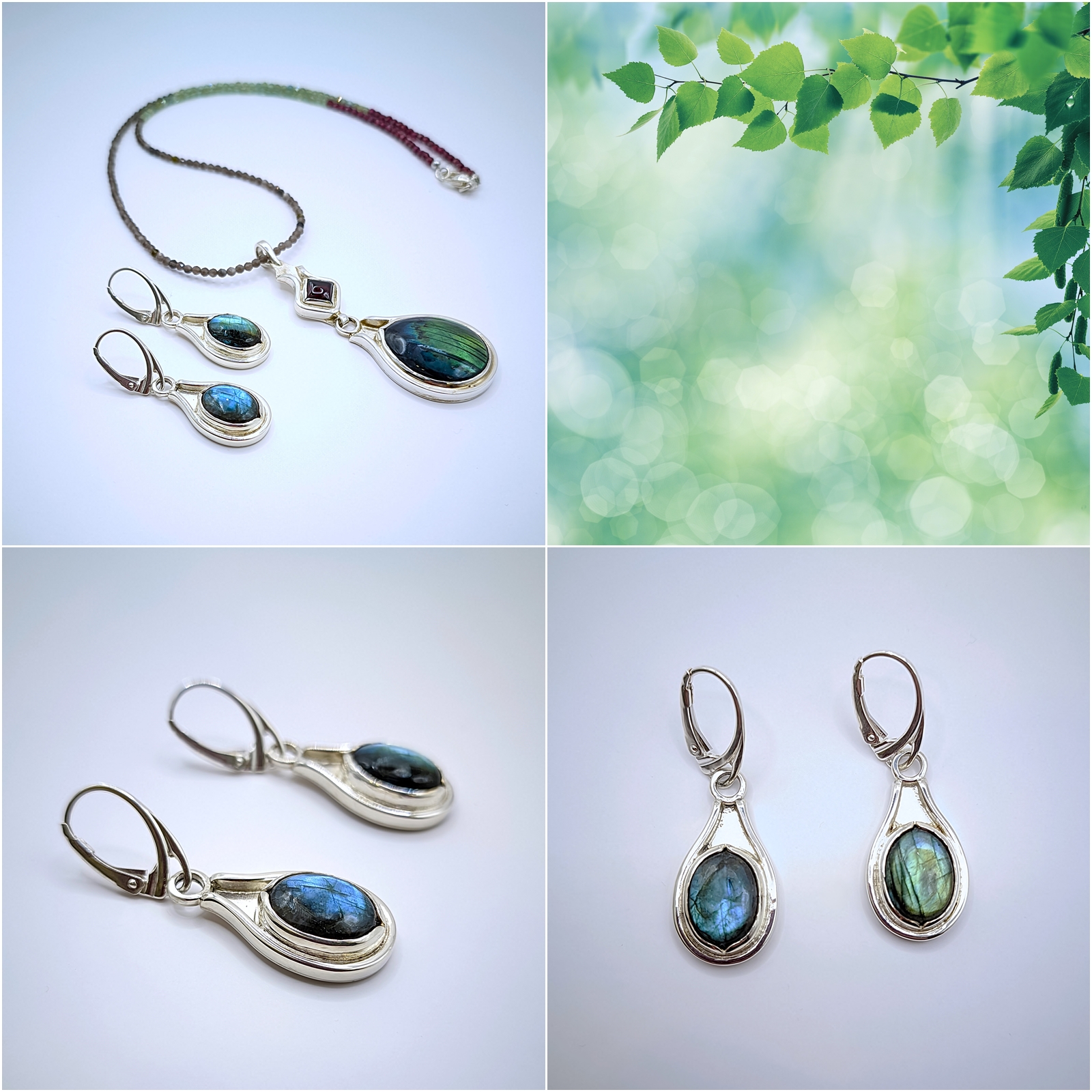 EZÜST FÜLBEVALÓ LABRADORITTAL