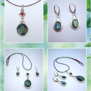 EZÜST KOLLEKCIÓ LABRADORITTAL, GRÁNÁTTAL ÉS ÁSVÁNYGYÖNGYSORRAL