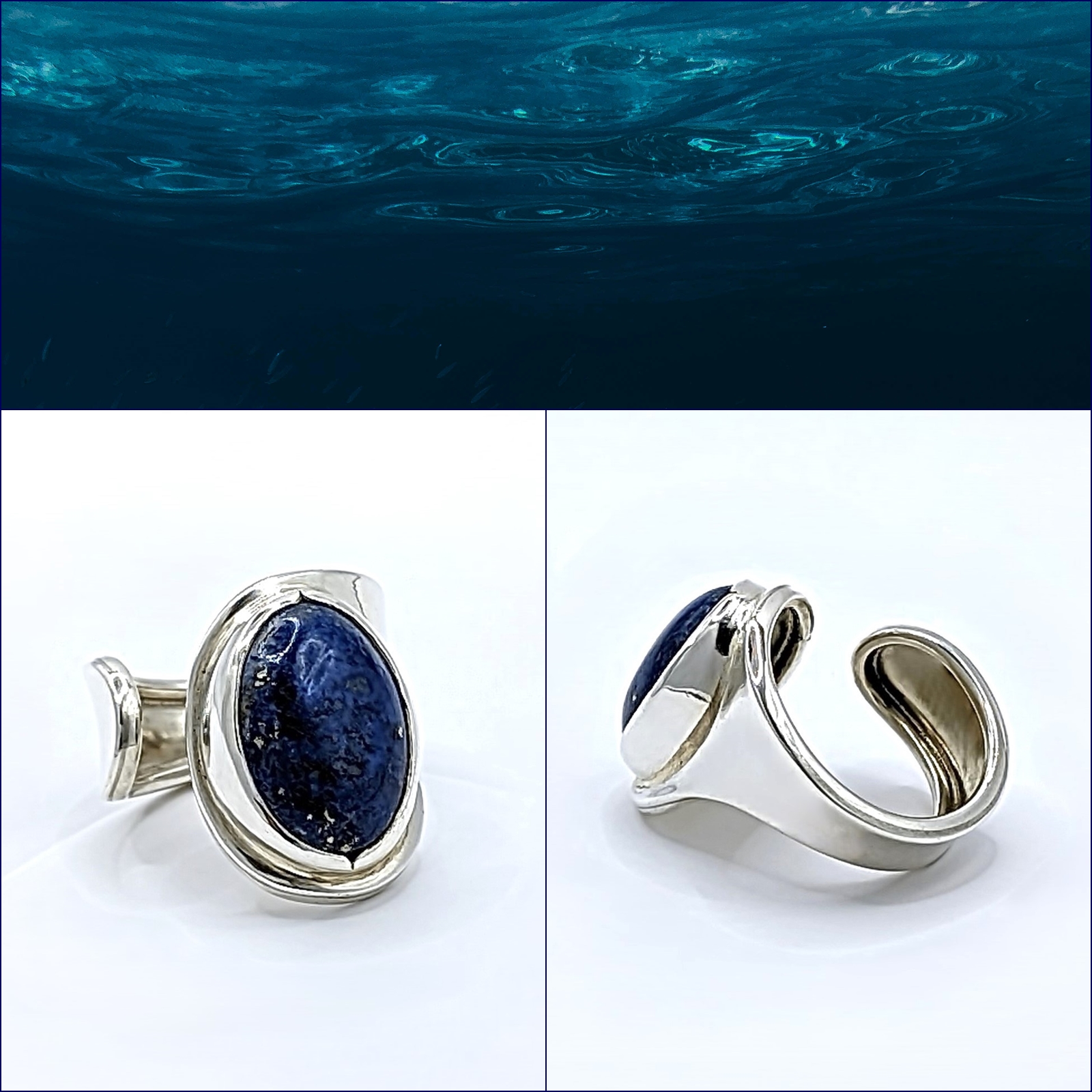 NYITOTT EZÜSTGYŰRŰ LÁPISZ LAZULIVAL