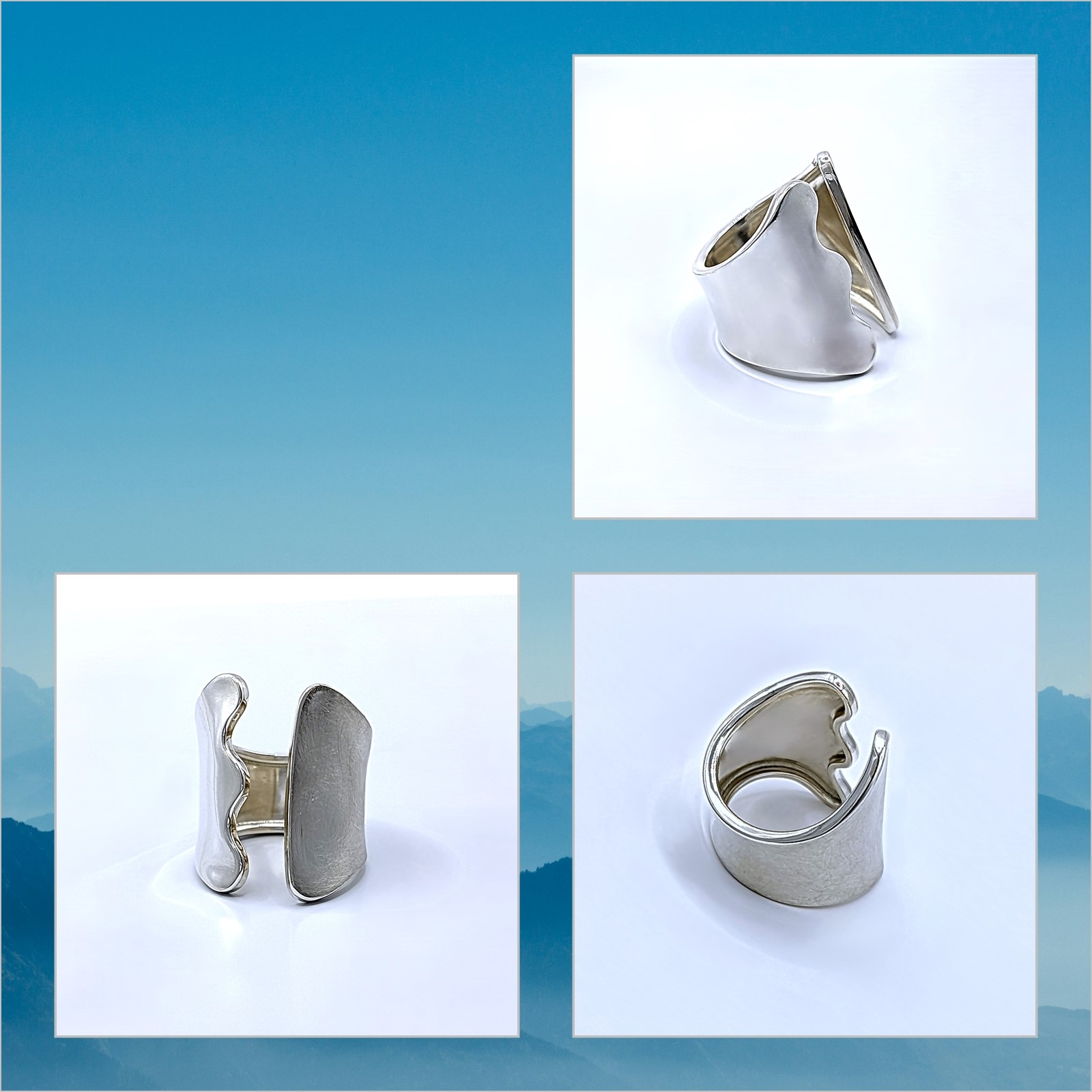 NYITOTT HULLÁMOS EZÜSTGYŰRŰ