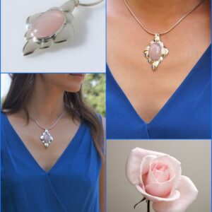 DOMBORÍTOTT VIRÁG MEDÁL RÓZSAKVARCCAL