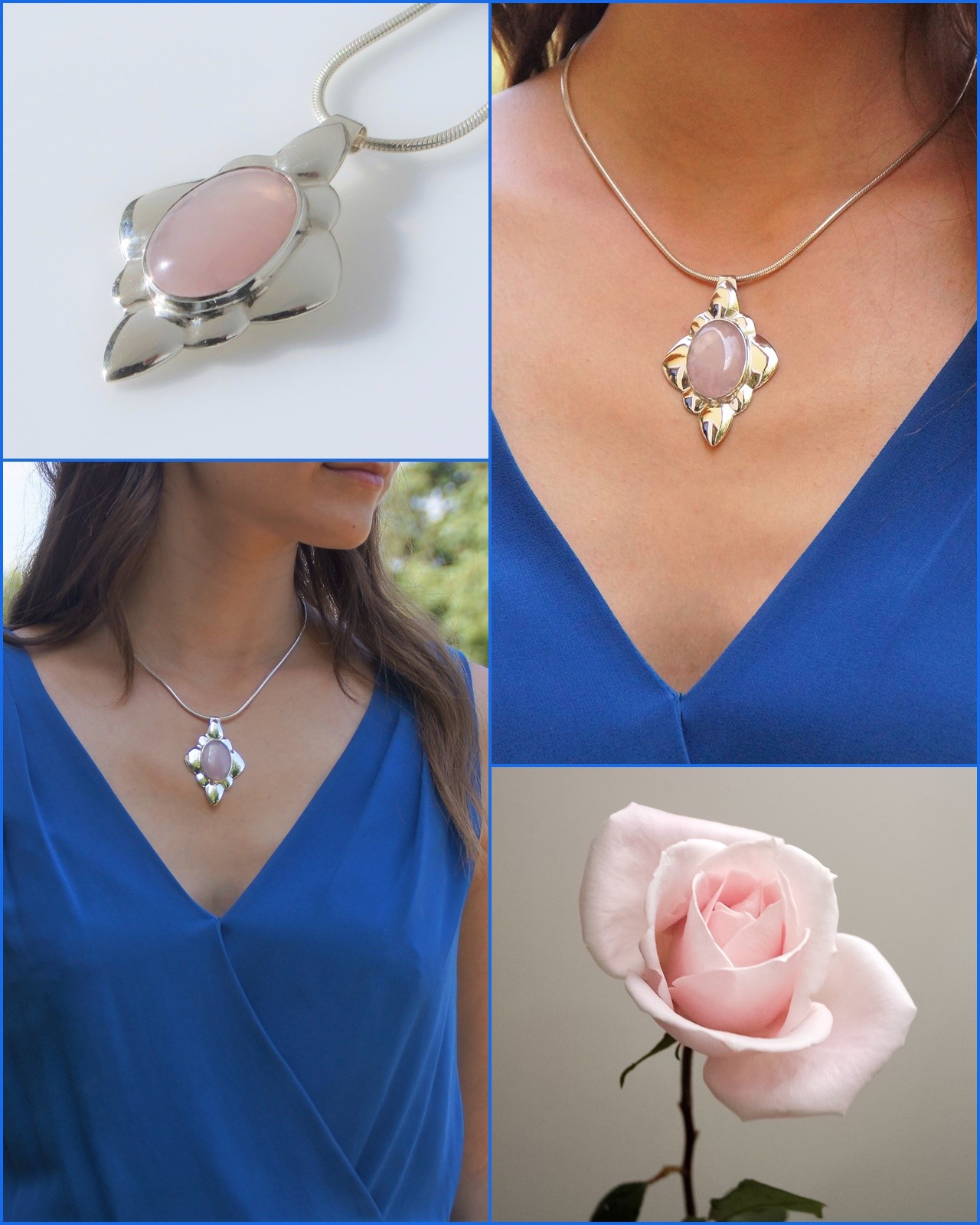 DOMBORÍTOTT VIRÁG MEDÁL RÓZSAKVARCCAL