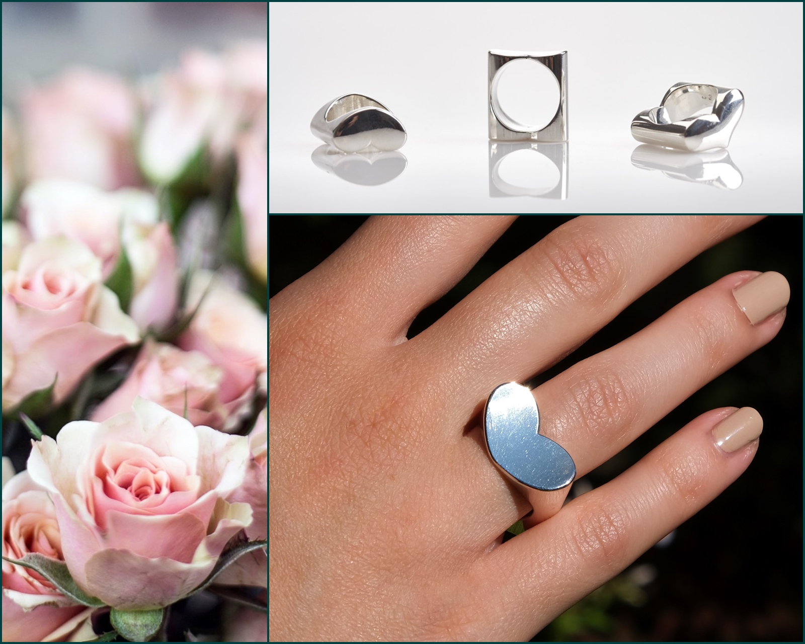 SZÍV ALAKÚ TÖMÖR EZÜST GYŰRŰK