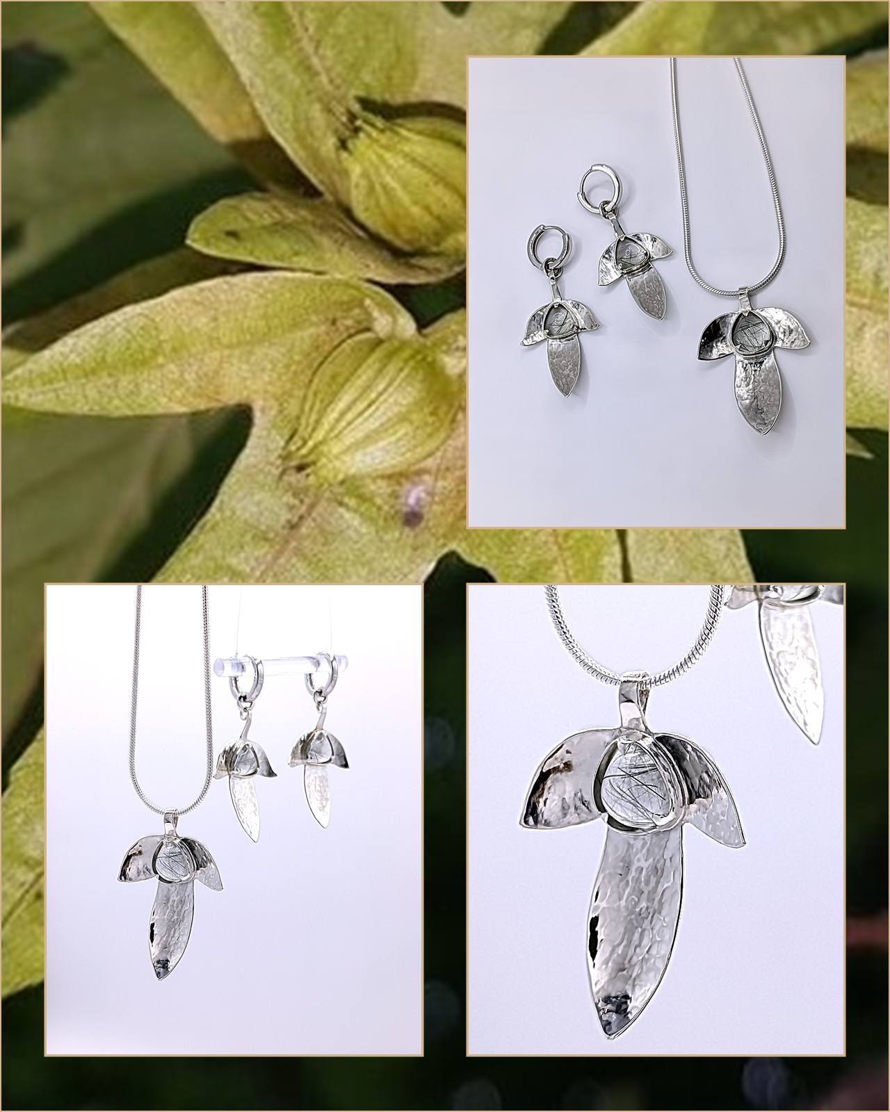 GYERTYÁNFA MURVALEVÉL MEDÁL AKTINOLIT TŰS KVARCCAL