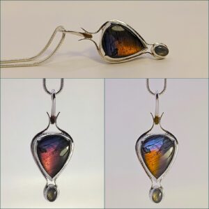 MEDÁL SZIVÁRVÁNYSZÍNŰ LABRADORITTAL