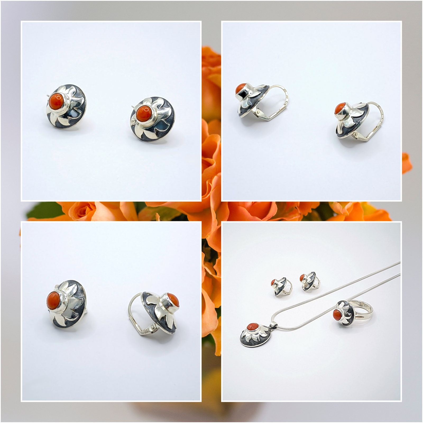 NAPVIRÁG FÜLBEVALÓ NARANCSSZÍNŰ KORALLAL